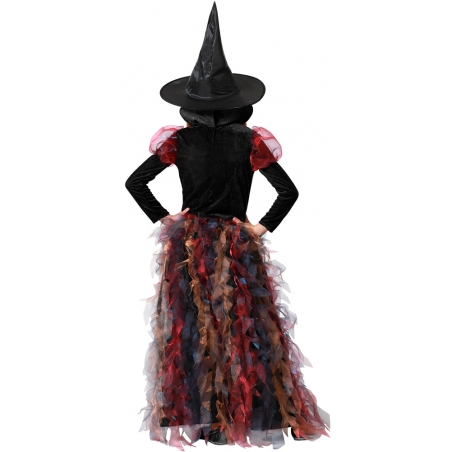 Robe de sorcière pour fille décorée de froufrous, un déguisement idéal pour fêter Halloween