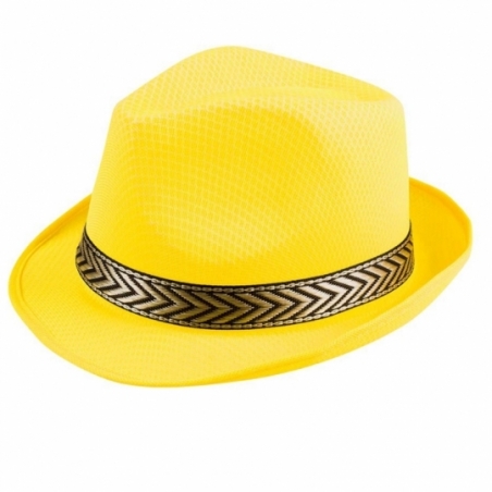 Borsalino jaune fluo, un chapeau idéal pour une soirée années 80