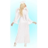 Costume d'ange pour femme, matière imitation velours avec ailes blanches et auréole