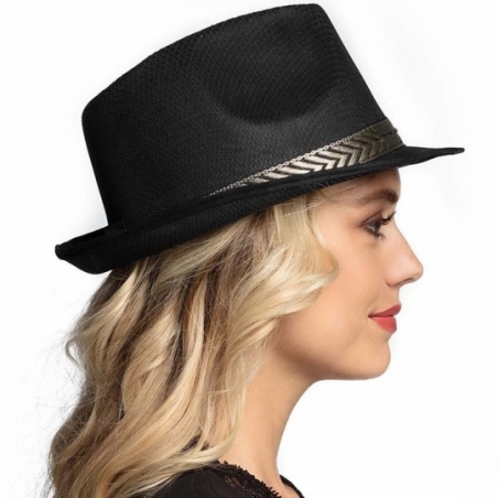 Chapeau borsalino noir idéal pour accessoiriser une tenue années 80