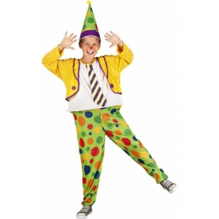 Déguisement de clown pour garçon avec combinaison avec cerceau et chapeau - Thème Cirque