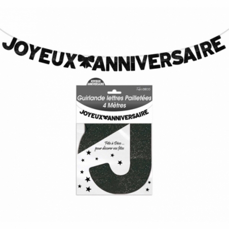 Guirlande Joyeux Anniversaire couleur noir