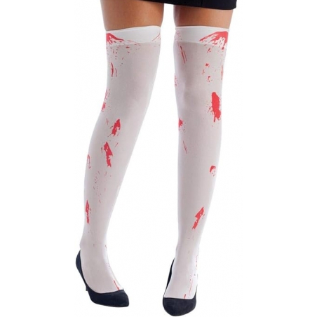 Bas blanc avec taches de sang, l'accessoire indispensable pour compléter votre déguisement de zombie pour halloween