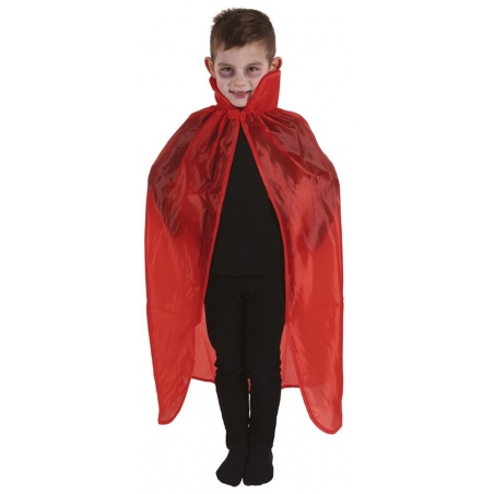 Cape rouge avec col d'environ 90 cm idéale pour accessoiriser un costume de diable pour enfant