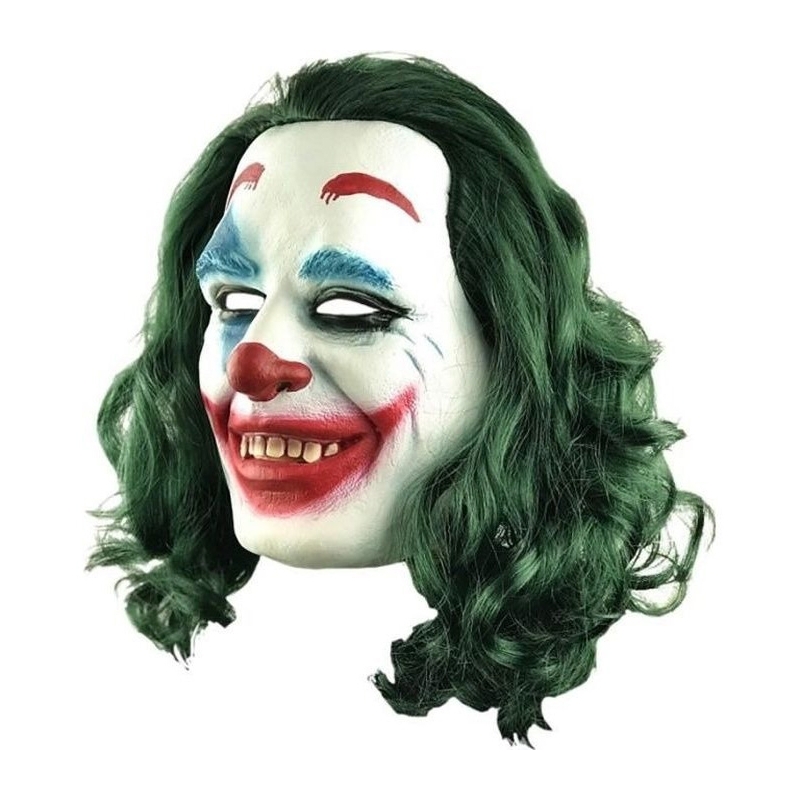 Masque Joker intégral en latex avec cheveux