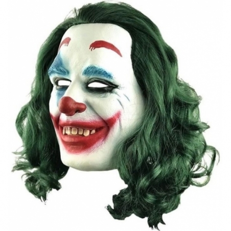 Masque Joker intégral en latex avec cheveux