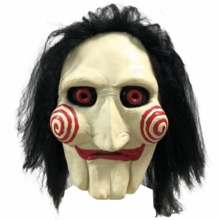 Masque Jigsaw en latex avec cheveux, incarnez Billy The Puppet pour votre soirée ciné ou Halloween