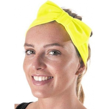 Bandeau ceinture jaune fluo avec noeud