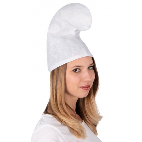 Bonnet de lutin blanc en feutrine pour adulte, idéal pour se transformer en Schtroumpf