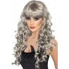 Longue perruque grise pour femme - deguisement halloween, sirène