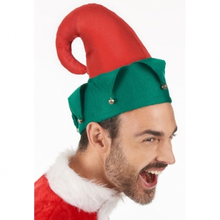 Chapeau de lutin avec grelots porté par un homme Chapeau de lutin avec grelots porté par un homme