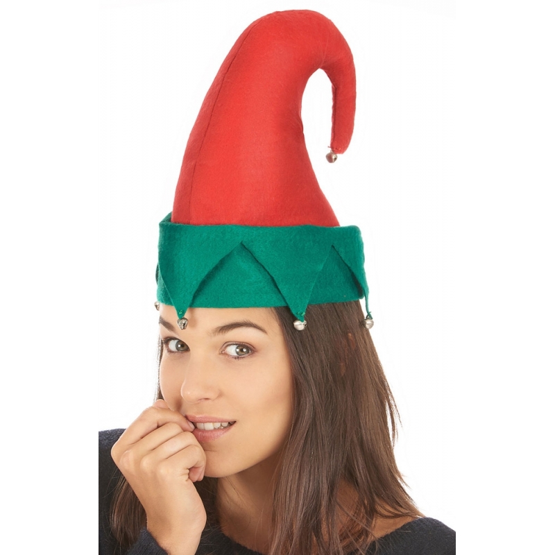 Bonnet de lutin avec grelots porté par une femme