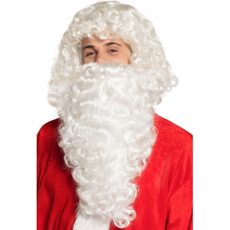 Perruque de Père Noël avec barbe, le kit idéal pour completer une tenue de Père Noël Perruque de Père Noël avec barbe, le kit idéal pour completer une tenue de Père Noël