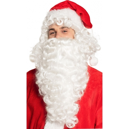 Perruque de Père Noël avec barbe assortie (bonnet non founi)