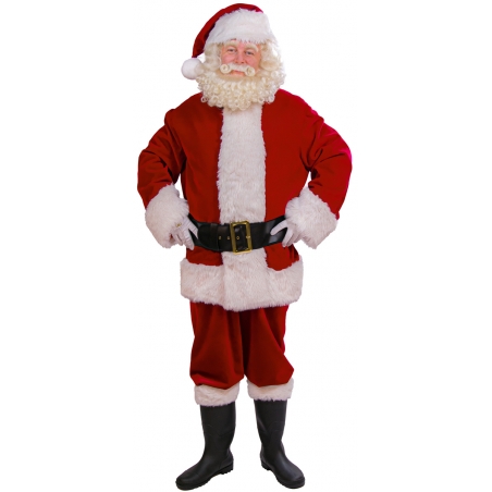 Déguisement Père Noël luxe adulte, un costume de qualité supérieure avec pantalon, veste, ceinture et bonnet