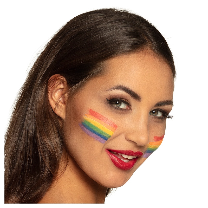 Maquillage drapeau arc en ciel avec le stick à maquillage 6 couleurs