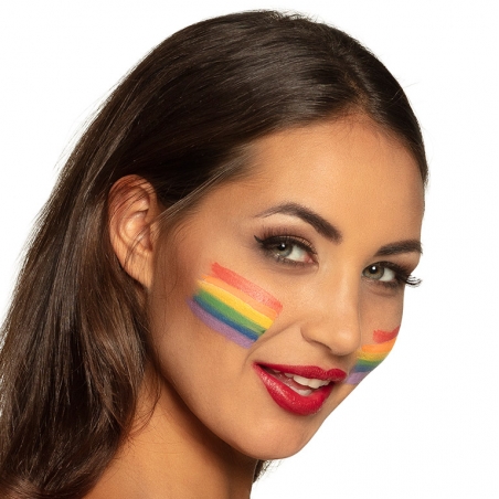 Maquillage drapeau arc en ciel avec le stick à maquillage 6 couleurs