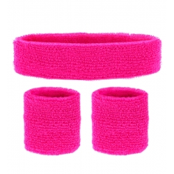 Set bandeau et poignets rose fluo pour hommes et femmes, le top pour une soirée thème années 80