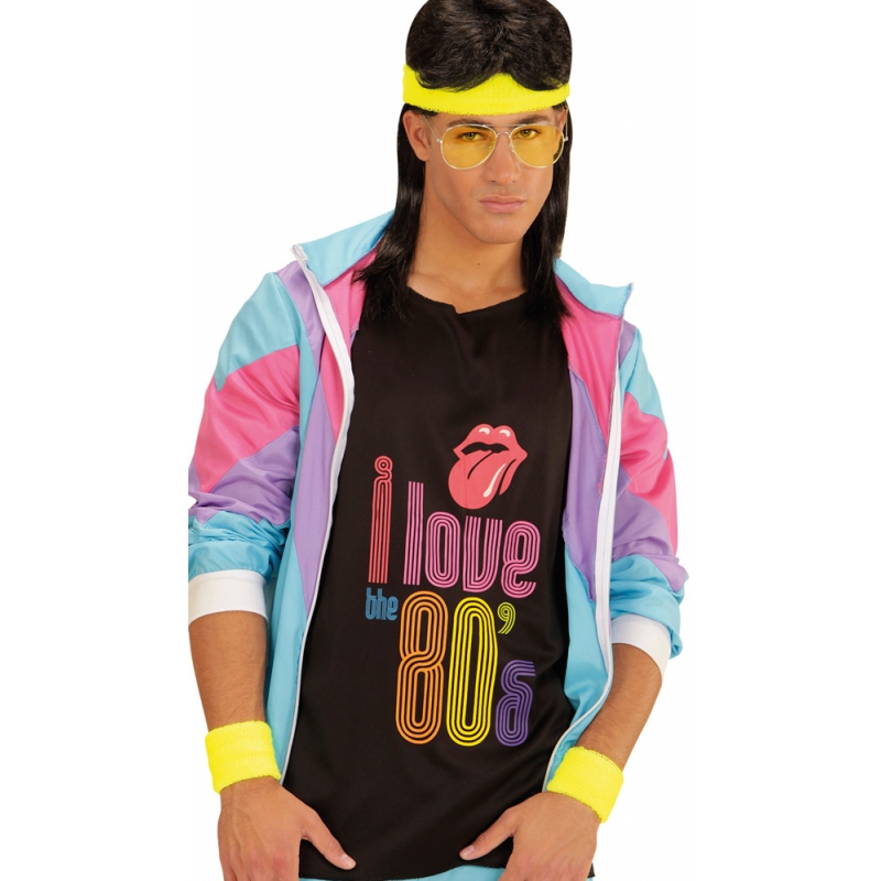 Idée accessoires années 80 pour homme : bandeau et poignets jaune fluo