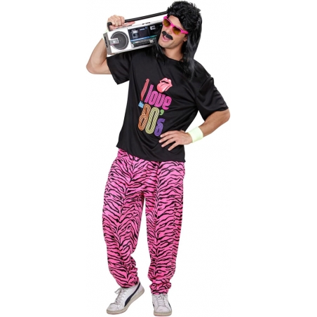 Déguisement I Love 80's pour homme avec t-shirt et pantalon baggy Déguisement I Love 80's pour homme avec t-shirt et pantalon baggy