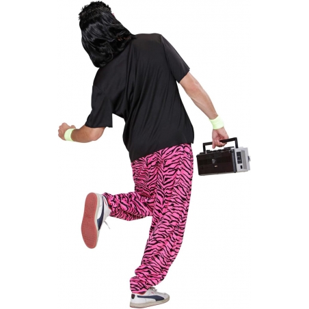 Tenue années 80 pour homme avec t-shirt "I Love 80's" et pantalon baggy rose fluo Tenue années 80 pour homme avec t-shirt "I Love 80's" et pantalon baggy rose fluo