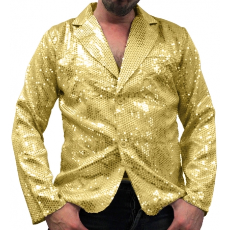 Veste à paillettes or pour homme idéale pour une soirée disco