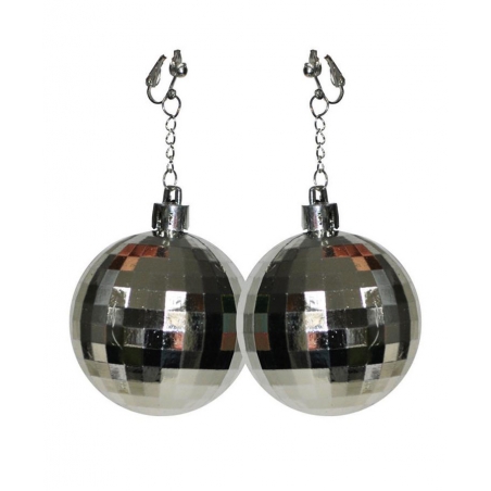 Boucles d'oreilles boules à facettes argent idéales pour apporter une touche d'originalité à votre tenue disco Boucles d'oreilles boules à facettes argent idéales pour apporter une touche d'originalité à votre tenue disco
