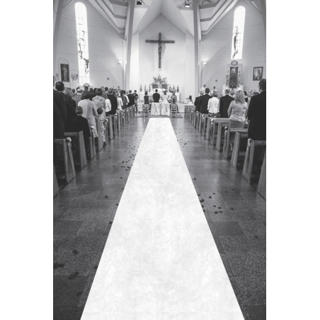 Tapis blanc intissé d'1 mètre de large pour 15 mètres de long idéal pour une déco de cérémonie