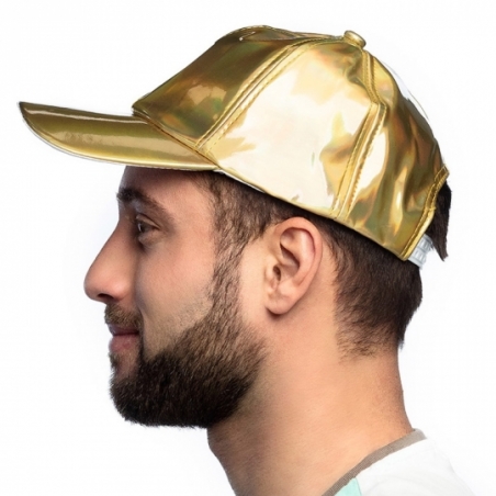 Casquette couleur or avec effet iridescent, vue de profil