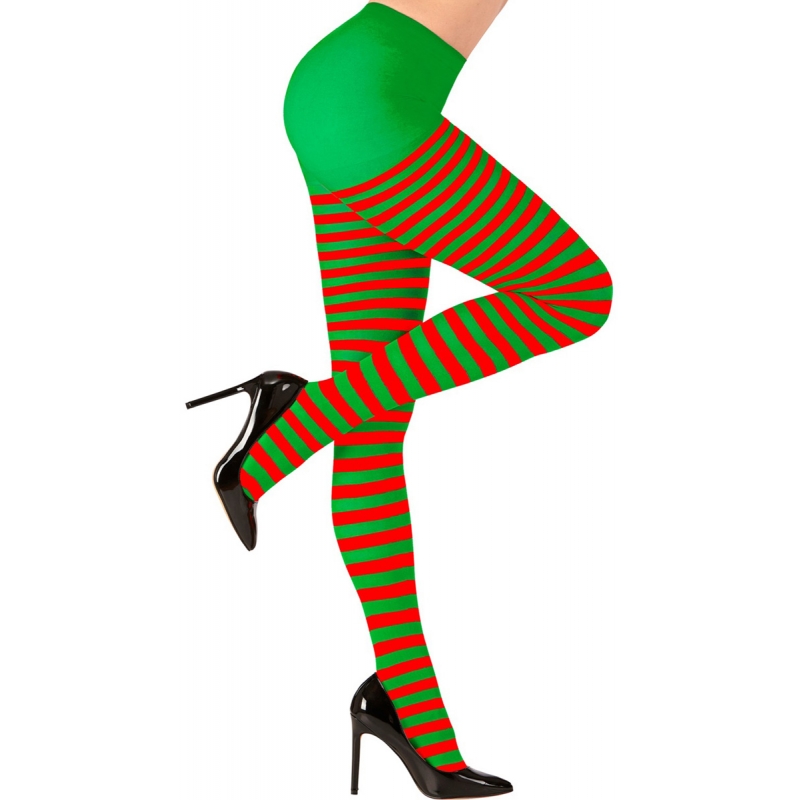 Collants à Rayures Smiffys Enfant - Rouge Et Blanc - Déguisement - Taille Moyenne à Grande