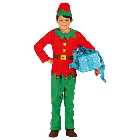 Déguisement de lutin de Noël pour filles et garçons avec haut, pantalon, ceinture et bonnet Déguisement de lutin de Noël pour filles et garçons avec haut, pantalon, ceinture et bonnet