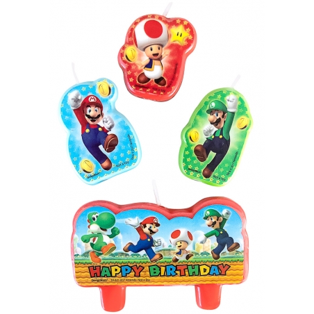 Bougies Super Mario avec Luigi, Todd et Yoshi