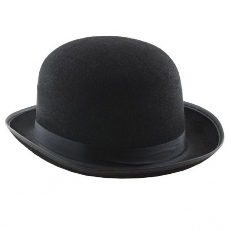Chapeau melon noir pour adulte, idéal pour accessoiriser un costume sur le thème des années 30