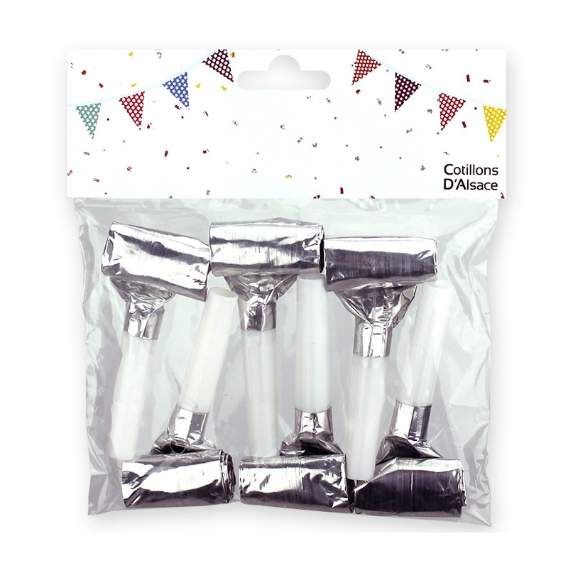 Cotillons - sachet de 6 sans-gêne argent