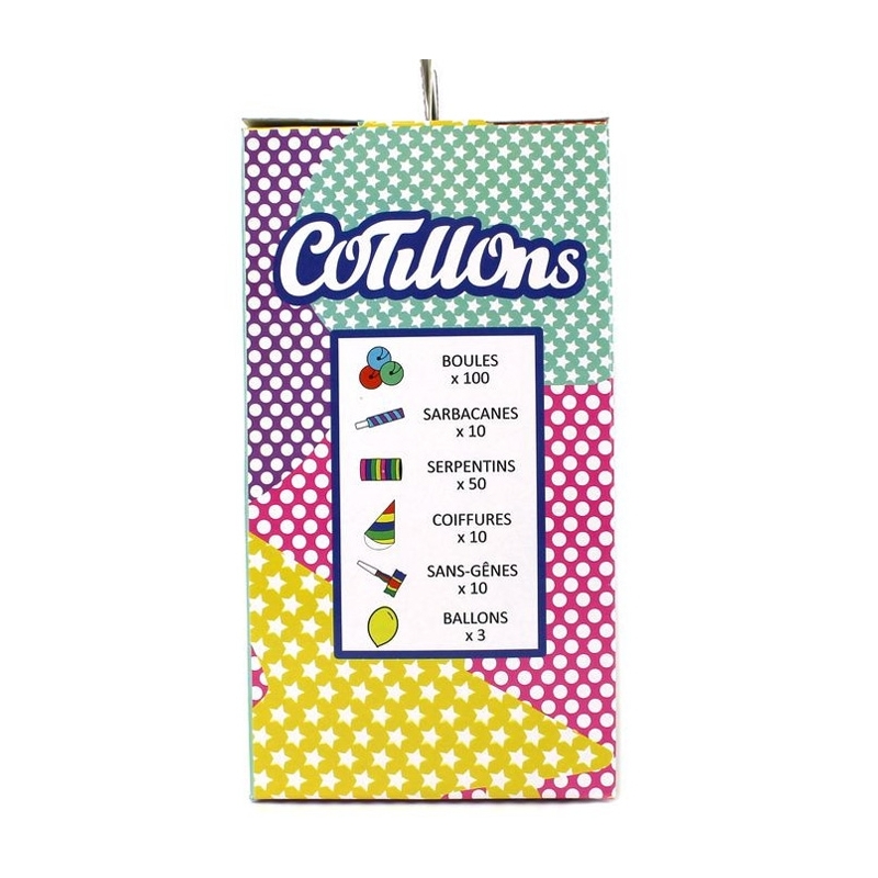 Contenu de la boîte de cotillons pour 10 personnes