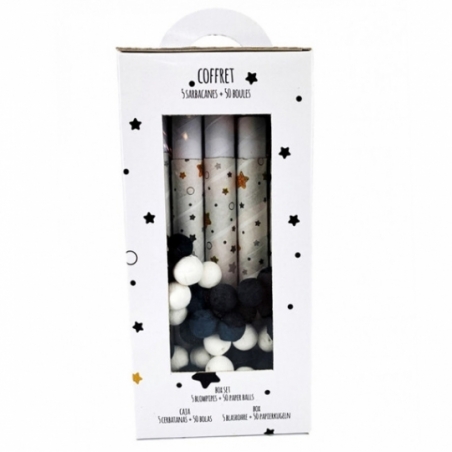 Coffret de 5 sarbacanes luxe avec 50 boules idéal pour fêter le nouvel an