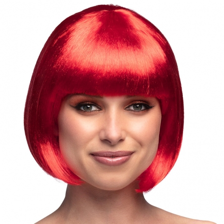 perruque rouge cabaret aux cheveux mi-longs