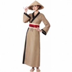 Déguisement chinoise marron femme avec tunique et ceinture