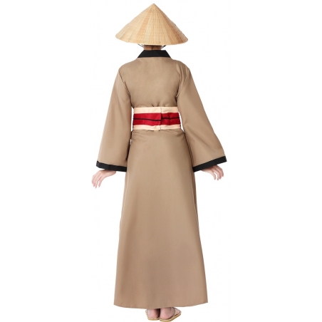 Robe chinoise de couleur marron beige pour femme (chapeau non fourni)