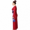 Déguisement de chinoise pour femme, longue robe rouge bordeaux avec motifs Déguisement de chinoise pour femme, longue robe rouge bordeaux avec motifs