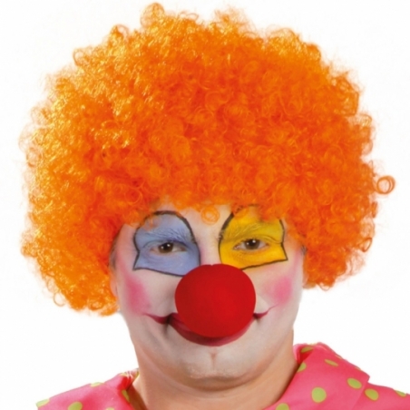 perruque clown orange coupe afro cheveux frisés