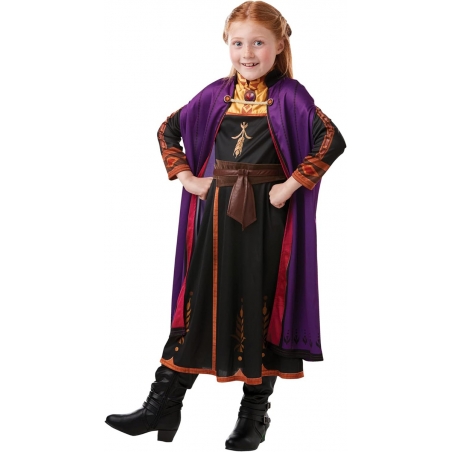 Déguisement d'Anna pour fille, robe avec ceinture et cape sous licence Disney La Reine des Neiges 2