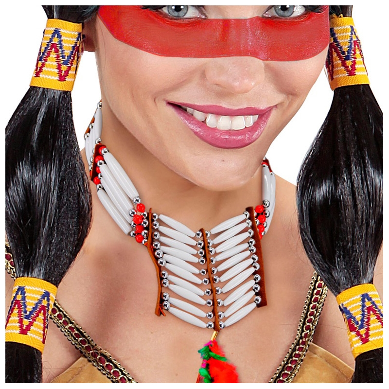 Collier indien avec plumes idéal pour accessoiriser une tenue d'indienne pour femme