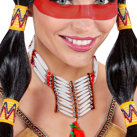 Collier indien avec plumes idéal pour accessoiriser une tenue d'indienne pour femme