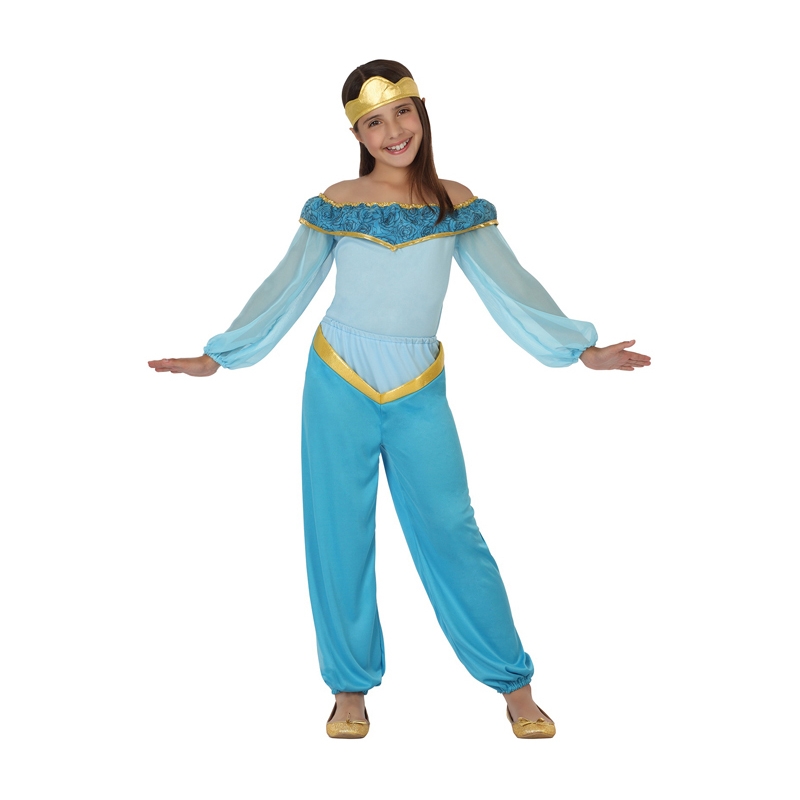 Déguisement princesse orientale bleue pour fille, une tenue idéale pour se déguiser en Jasmine