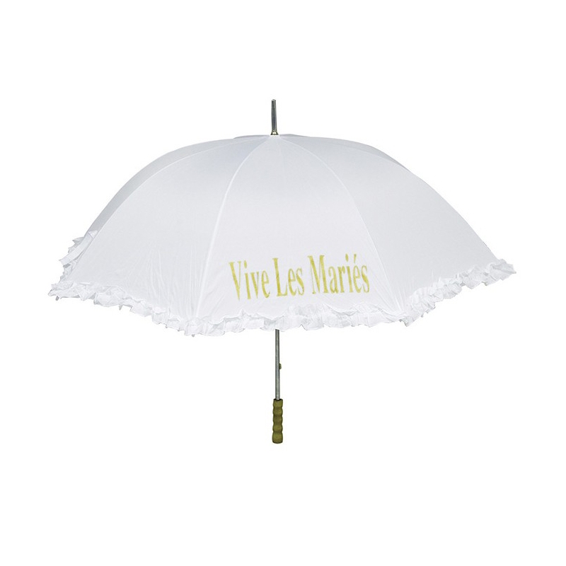 Parapluie du bonheur - Ombrelle blanche "Vive les mariés" écirtures couleur or