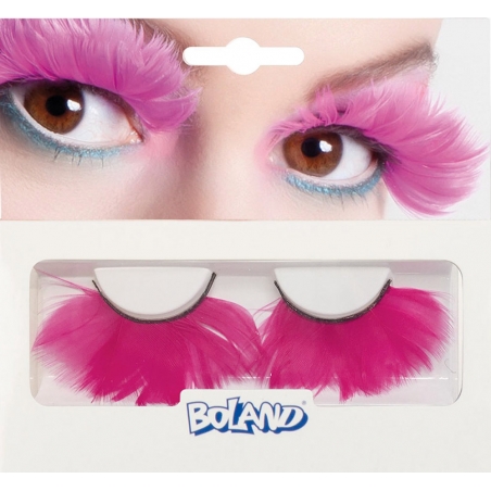 Cils avec plumes roses, autoadhésifs - maquillage carnaval Cils avec plumes roses, autoadhésifs - maquillage carnaval