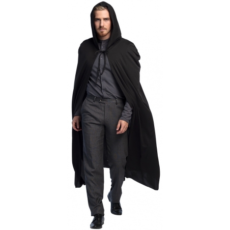 Cape noire à capuche pour homme idéale pour carnaval et halloween