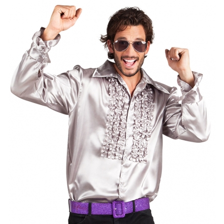 chemise disco argentée pour hommes et femmes, adoptez le look années 70