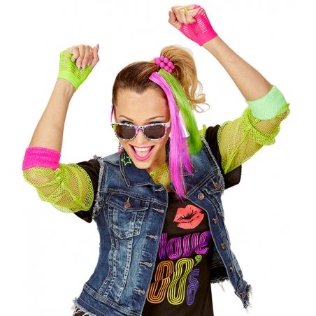 idée de tenue thème années 80 pour femme avec le set d'accessoires fluo
